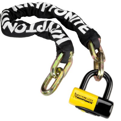 Kryptonite New York Fahgettaboudit Chain 14mmX100cm And NY Disc Lock 15mm Sold Secure Gold
